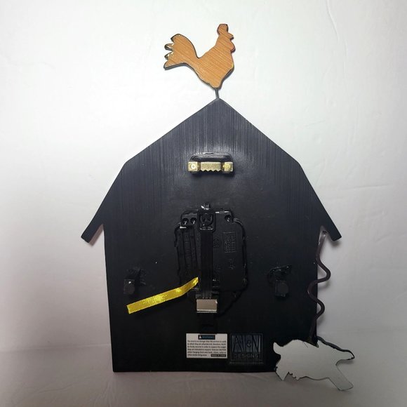 Allen Designs Red Barn Yard Wall Clock Cow Shaped Swinging Pendulum - Picture 5 of 16